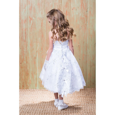 The Rain Kids Little Girls White Virgin Mary Ruffle Detachable Baptism Dress 2-6 - SophiasStyle.com