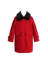 Girls Red Single Breasted Faux Fur Collar Winter Coat 2-16 - SophiasStyle.com