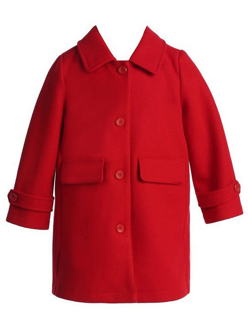 Girls Red Single Breasted Faux Fur Collar Winter Coat 2-16 - SophiasStyle.com