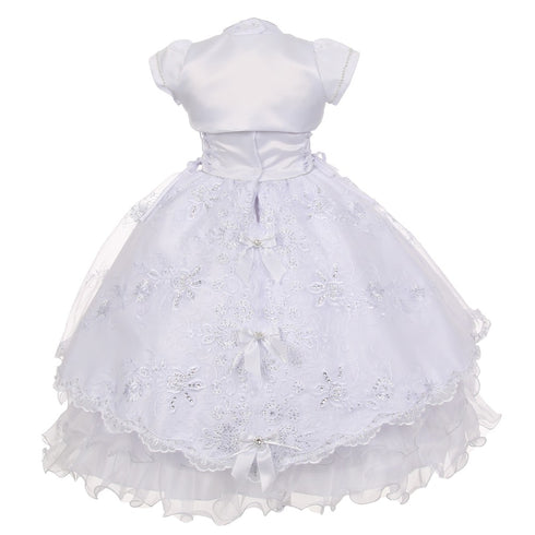 The Rain Kids Little Girls White Virgin Mary Ruffle Detachable Baptism Dress 2-6 - SophiasStyle.com