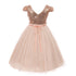 Kids Dream Big Girls Blush Sequins Tulle Cap Sleeves Easter Dress 8-12 - SophiasStyle.com