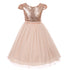 Kids Dream Little Girls Blush Sequins Tulle Cap Sleeves Easter Dress 2-6 - SophiasStyle.com