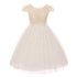 Kids Dream Big Girls Ivory Sequins Tulle Cap Sleeves Junior Bridesmaid Dress 8-12 - SophiasStyle.com