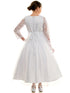 Petite Adele Girls White 3D Floral Applique Tulle First Communion Dress with 3/4 Lace Sleeve, Sizes 6-16 - SophiasStyle.com