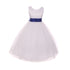 Kids Dream Little Girls White Royal Blue Satin Sash Bow Flower Girl Dress 2-6 - SophiasStyle.com