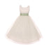 Kids Dream Big Girls Ivory Sage Tulle Satin Sash Junior Bridesmaid Dress 8-14 - SophiasStyle.com