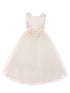 Kids Dream Big Girls Ivory Floral Satin Illusion Junior Bridesmaid Dress 8-14 - SophiasStyle.com