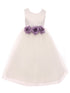 Kids Dream Big Girls Ivory Lilac Floral Satin Junior Bridesmaid Dress 8-14 - SophiasStyle.com