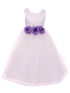 Kids Dream Little Girls White Lilac Floral Satin Flower Girl Dress 2-6 - SophiasStyle.com