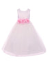 Kids Dream Little Girls White Pink Floral Satin Flower Girl Dress 2-6 - SophiasStyle.com