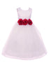 Kids Dream Big Girls White Red Floral Satin Junior Bridesmaid Dress 8-14 - SophiasStyle.com