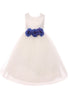 Kids Dream Big Girls Ivory Royal Blue Floral Satin Junior Bridesmaid Dress 8-14 - SophiasStyle.com