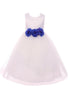 Kids Dream Little Girls White Royal Blue Floral Satin Flower Girl Dress 2-6 - SophiasStyle.com