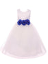 Kids Dream Big Girls White Royal Blue Floral Satin Junior Bridesmaid Dress 8-14 - SophiasStyle.com