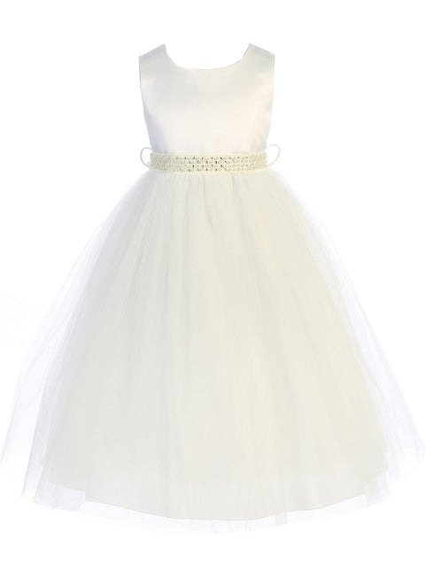 Kids Dream Little Girls Ivory Bead Adorned Sleeveless Flower Girl Dress 2-6 - SophiasStyle.com