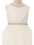 Big Girls Off-White Lace Tulle Rhinestone Trim Junior Bridesmaid Dress 8-12 - SophiasStyle.com