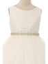 Big Girls Off-White Lace Tulle Rhinestone Trim Junior Bridesmaid Dress 8-12 - SophiasStyle.com