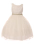 Big Girls Off-White Lace Tulle Rhinestone Trim Junior Bridesmaid Dress 8-12 - SophiasStyle.com