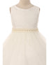 Big Girls Off-White Lace Tulle Pearl Trim Junior Bridesmaid Dress 8-12 - SophiasStyle.com