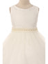 Big Girls Off-White Lace Tulle Pearl Trim Junior Bridesmaid Dress 8-12 - SophiasStyle.com
