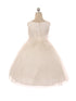 Big Girls Off-White Lace Tulle Pearl Trim Junior Bridesmaid Dress 8-12 - SophiasStyle.com