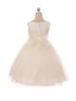 Big Girls Off-White Lace Tulle Pearl Trim Junior Bridesmaid Dress 8-12 - SophiasStyle.com