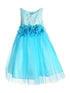 Kids Dream Little Girls Aqua Floral Lace Illusion Tulle Flower Girl Dress 2-6 - SophiasStyle.com