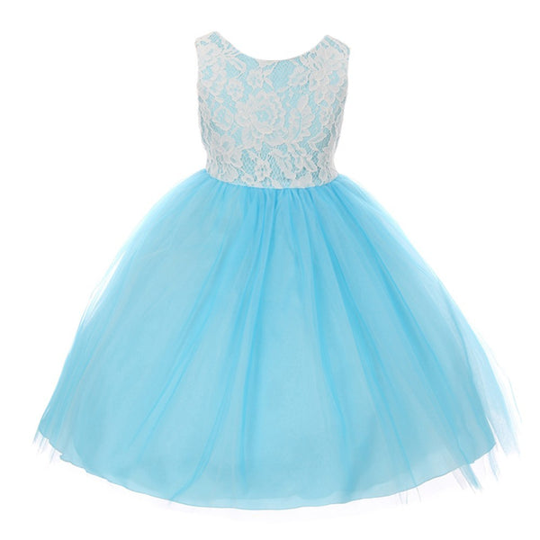 Kids Dream Little Girls Aqua Lace Tulle Sleeveless Easter Dress 2-6 - SophiasStyle.com