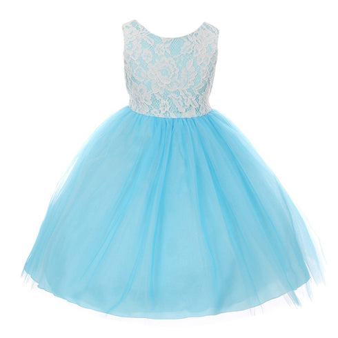 Kids Dream Little Girls Aqua Lace Tulle Sleeveless Easter Dress 2-6 - SophiasStyle.com