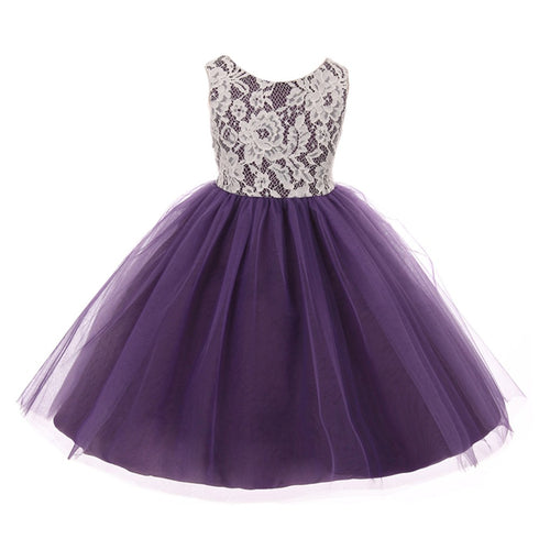 Kids Dream Big Girls Purple Lace Tulle Sleeveless Easter Dress 8-12 - SophiasStyle.com
