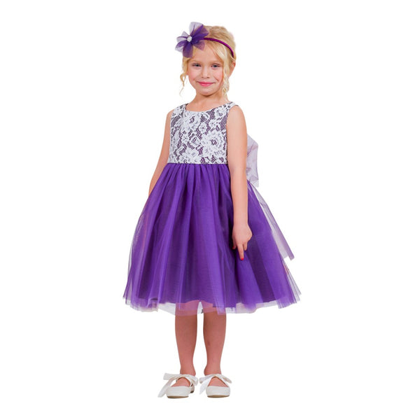 Kids Dream Big Girls Purple Lace Tulle Sleeveless Easter Dress 8-12 - SophiasStyle.com