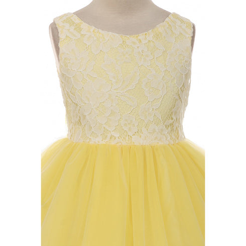 Kids Dream Little Girls Yellow Lace Tulle Sleeveless Easter Dress 2-6 - SophiasStyle.com