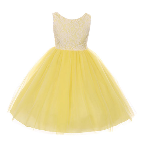 Kids Dream Little Girls Yellow Lace Tulle Sleeveless Easter Dress 2-6 - SophiasStyle.com