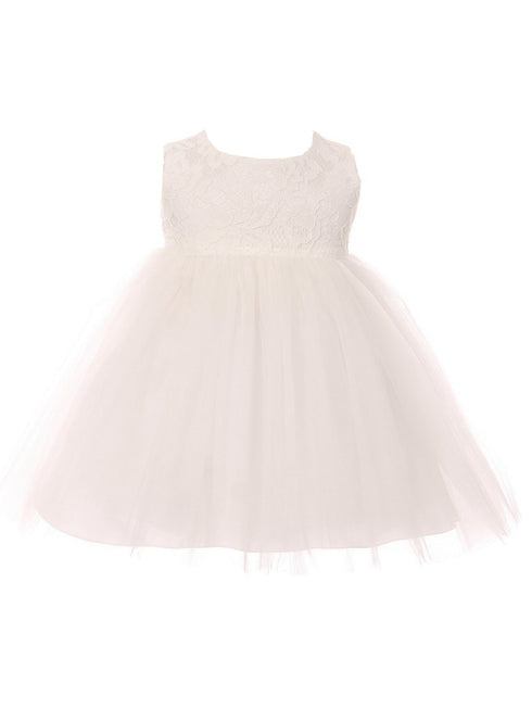 Kids Dream Baby Girls Off-White Lace Illusion Tulle Flower Girl Dress 6-24M - SophiasStyle.com