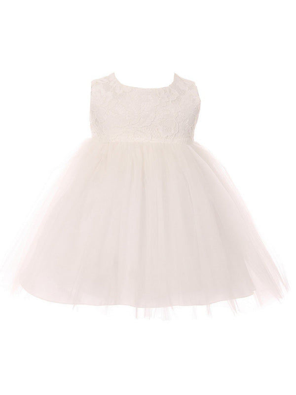 Kids Dream Baby Girls Off-White Lace Illusion Tulle Flower Girl Dress 6-24M - SophiasStyle.com