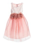 Kids Dream Little Girls Dusty Rose Floral Lace Tulle Flower Girl Dress 2-6 - SophiasStyle.com