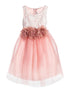 Kids Dream Big Girls Dusty Rose Floral Lace Tulle Junior Bridesmaid Dress 8-12 - SophiasStyle.com
