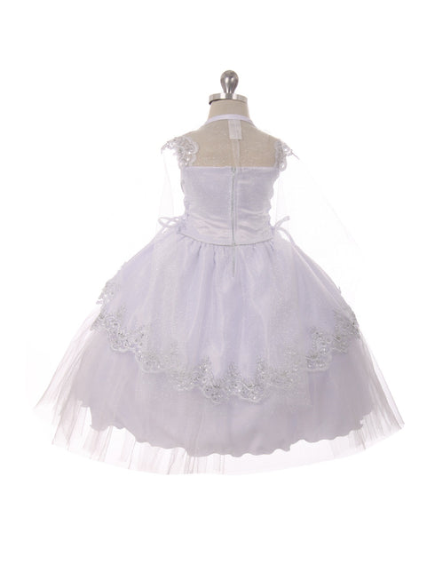 Rainkids Little Girls White Sequin Peplum Skirt Cape Headband Baptism Gown 2-6 - SophiasStyle.com