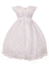 Rain Kids Little Girls White Hand Beaded Allover Lace Applique Baptism Dress 2-6 - SophiasStyle.com