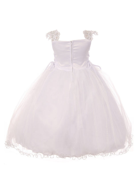 Rain Kids Little Girls White Virgin Mary Embroidered Baptism Cape Dress 2-6 - SophiasStyle.com