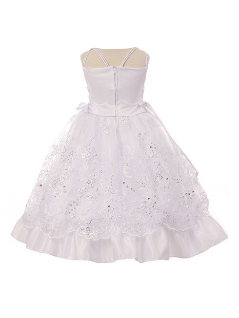 Rain Kids Baby Girls White Rhinestone Belt Baptism Headband Cape Dress 0-12M - SophiasStyle.com