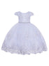 Baby Girls White Lace Cape Sleeve Pearl Waist Flower Girl Dress 3-12 Months - SophiasStyle.com