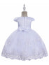Baby Girls White Lace Cape Sleeve Pearl Waist Flower Girl Dress 3-12 Months - SophiasStyle.com