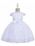 Baby Girls White Rhinestone Floral Lace Cape Sleeve Flower Girl Dress 3-12Months - SophiasStyle.com