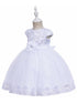 Baby Girls White Rhinestone Floral Lace Cape Sleeve Flower Girl Dress 3-12Months - SophiasStyle.com