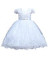 Rain Kids Girl Sequin Beaded Lace Christening Dress with Waist Tie and Matching Headband Sizes 6M-6T - SophiasStyle.com
