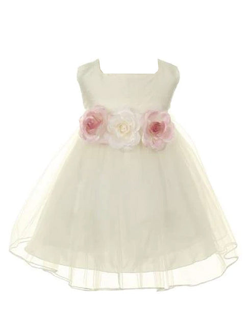 Kids Dream Baby Girls Ivory Poly Silk Tulle Flower Girl Dress 6-24M - SophiasStyle.com