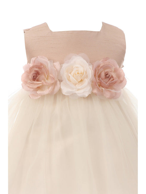 Kids Dream Baby Girls Vintage Rose Satin Tulle Classic Flower Girl Dress 6-24M - SophiasStyle.com