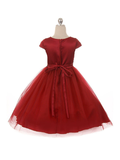 Kids Dream Big Girls Red Cap Sleeve Satin Tulle Plus Size Dress 16.5-20.5 - SophiasStyle.com