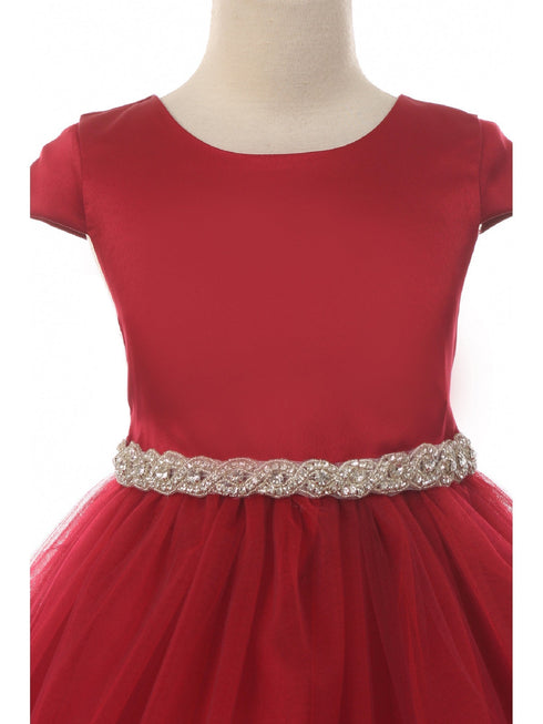 Kids Dream Big Girls Red Cap Sleeve Satin Tulle Plus Size Dress 16.5-20.5 - SophiasStyle.com